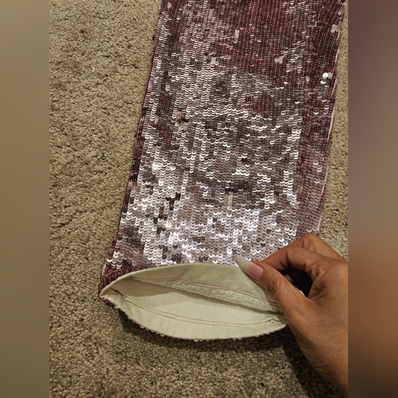 Sequin pink jeans kid 16 years size . Fit women size 6 or 8 . New - Picture 2 of 11